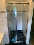 Fully framed wall to wall sliding with chrome frame