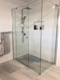 semi-framed 6 mm toughened glass chrome frame