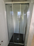 Fully framed wall to wall with chrome frame