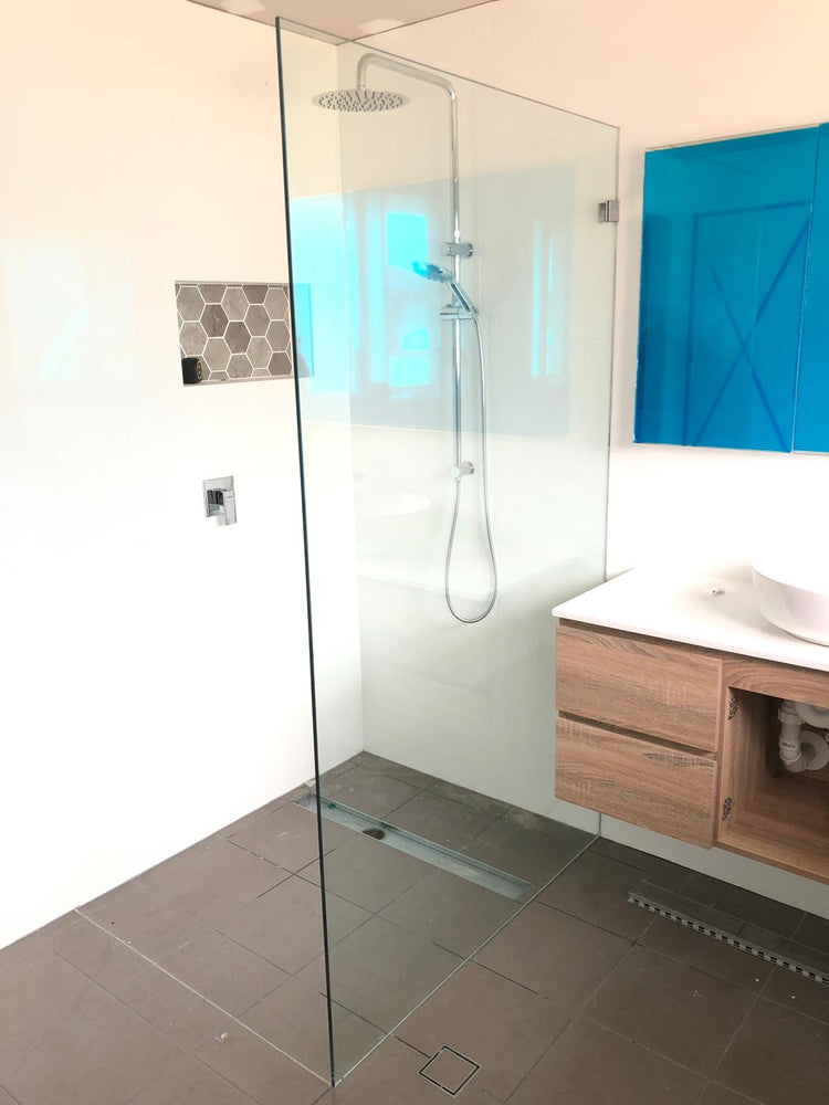 Semi framed shower screen with Matt Black frame